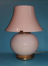 Lampada da tavolo Fungo Murano vetro soffiato con righe Rosa a spirale h= 32 cm