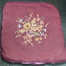 Vintage Floral Needlepoint Throw Pillow Cover With Zipper 14x14