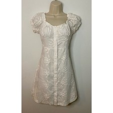 Kourt White Dress with Beautiful Floral Detail. 100% Cotton. Size Medium. 