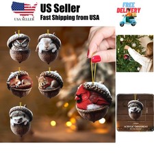 Forest Animal Acorn Ornaments   2D Flat Woodland Forest Animal Acorn Christma...