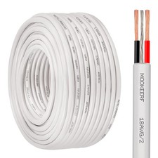 MOOKEERF 18 AWG 2 Conductor Shielded Plenum Cable 100FT White CL3P Security Alar