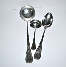 RENEKA Lot 3 cuillères à sauce et louche Rubans croisés nœuds en métal argenté