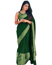 Women's And Girl's Banarasi Silk Saree With Blouse Piece