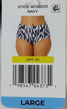 Anne Cole Limited Edition Women's High Waist Bikini Bottom Size Large Navy,UPF50