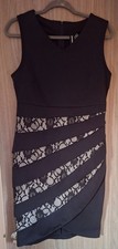 Vintage Izabel London Asymmetric Lace Panel Bodycon Dress Size 14