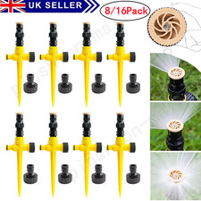 8/16 360° Water Sprinkler Lawn Irrigation Automatic Rotating For Garden Watering