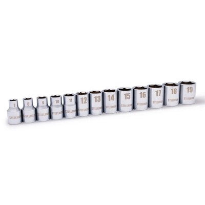 Steelman 13pc 3/8-in Drive Shallow Depth 6-pt Metric Chrome Socket Set 78528