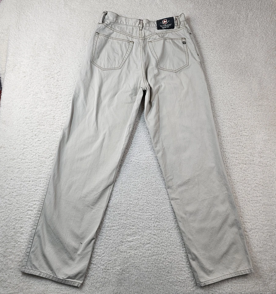 Victorinox Jeans Men's 32x34 Beige Denim Relaxed Fit Ripstop Key Clip Pocket - Image 2 of 4