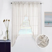 Beda Home Tassel Linen Textured Swag Curtain Valance for Farmhouses’ Kitchen;...