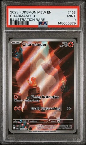 2023 POKEMON MEW EN-151 ILLUSTRATION RARE #168 CHARMANDER PSA 9