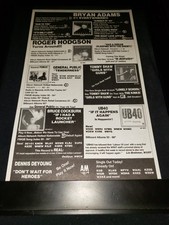 Bryan Adams, Roger Hodgson, UB40 Tommy Shaw Rare Radio Promo Poster Ad Framed 