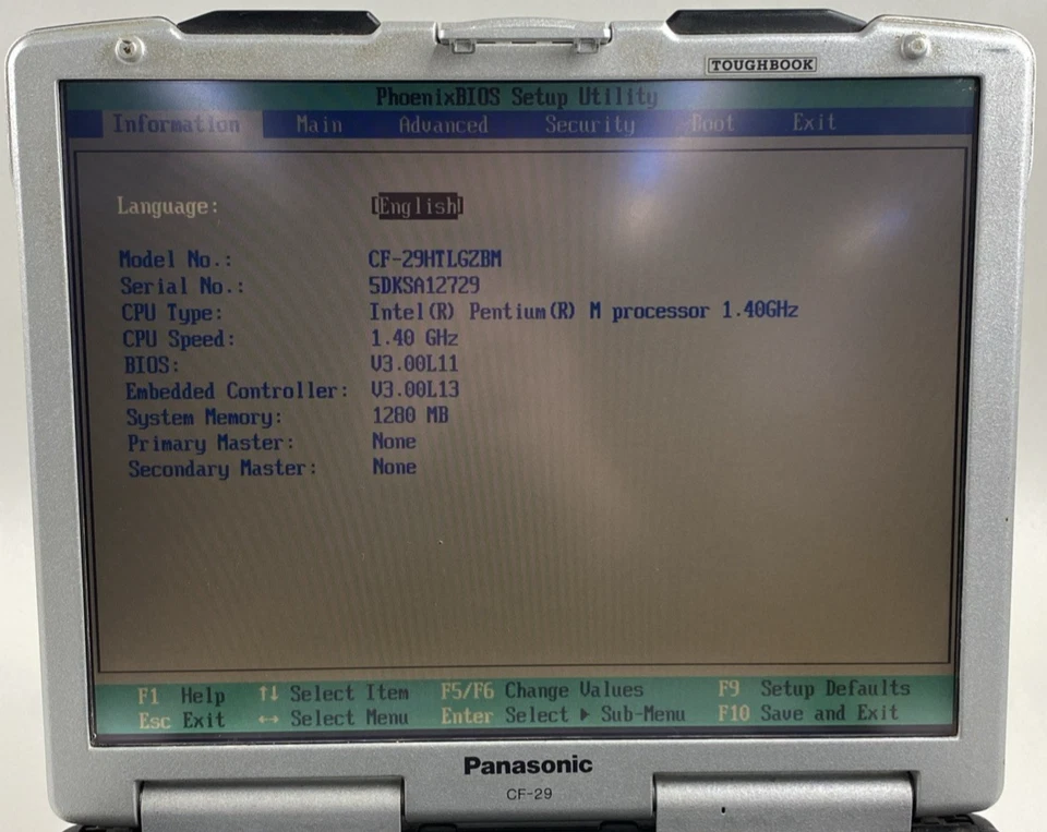 Panasonic Toughbook CF-29 Intel Pentium M 1,40 GHz 1 GB RAM 13,3" sin disco duro sin sistema operativo Foto 3 de 4