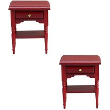 2 Pack Bedside Table Ornament Mini House Furnishing Miniature Furniture Model