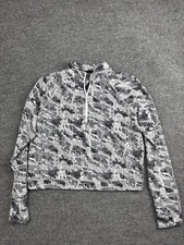 Spyder Pullover Womens Medium Gray Camo 1/4 Zip Mock Neck Long Sleeve Activewear