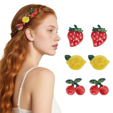 6 PCS Fruit Hair Claw Clips for Women Girls, Strawberry, Lemon, Cherry Hair Clip