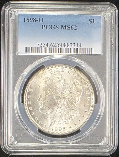 1898 O Morgan Silver Dollar PCGS MS62 Graded US Coin Slab New Orleans Mint