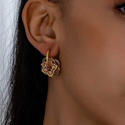 Enamel Matte Retro Colored Circle Earrings With Chinese Style Design
