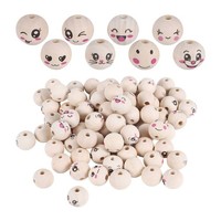 8 Holzperlen Mit Gesicht 20 Mm Smile Face Holzperle Natur