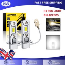 H3 LED Fog Light Bulbs AUXITO 6500K White Daytime Running Lamp Non-Polarity Pair