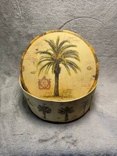 Vintage Tri Coastal Designs Tropical Palm Corded Hat Box Storage Decor