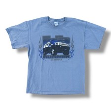 Vintage Y2K Hummer H3 Flames T-Shirt Blue Size Large