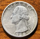 1934 WASHINGTON SILVER QUARTER