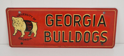Vintage University of Georgia Bulldogs License Plate Scioto Sign Uga Eat Em Up