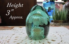 Small Victorian Dump Paperweight 3" High Single Flower In Pot; Rough Pontil Base