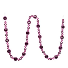 Vickerman 9' Plastic Assorted Christmas Ball Ornament Garland in Pink