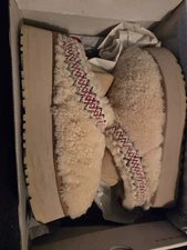 Ugg Tazz Heritage Braid Platform Slipper Natural Cream Sz 7 New In Box