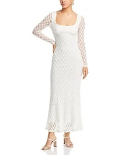 Bardot Women's Adoni Lace Long-Sleeve MIDI Dress - White - L