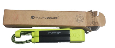Rolling Square inCharge XS 15cm / 0.5ft Charging Keyring Cable Neon Green NIB
