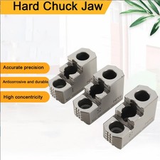 3PCS 8" Jaw Lathe Chuck Serrated Steel Hard Jaws Set 3 Holes 25mm Pitch 20CrMnTi