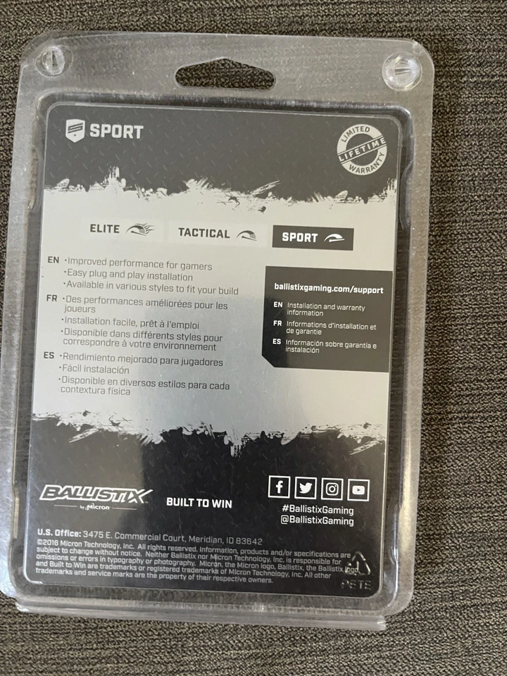 Ballistix Sport LT 16GB Kit (1) 8GB DDR4 2400 MT/s PC4-19200 CL16 DR x8 SODIMM - Image 2 of 4