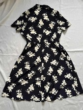 La Rodoute Anne Weyburn Floral Black & White Dress Size 10 Buttons Pockets