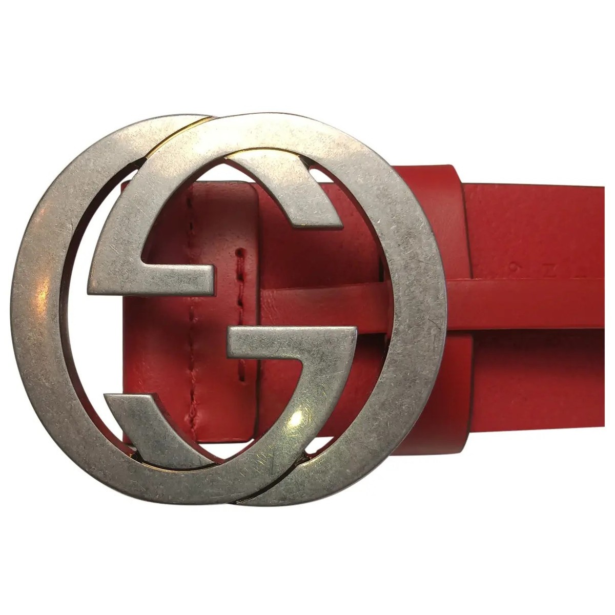 Gucci Interlocking G Selleria Calfskin W37mm Belt Rosso Red 95cm 546389 NEW Gucci Interlocking G Red Leather Belt - J main image 4