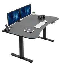 VIVO Electric 63” x 32” Stand Up Desk, Black 3 Part Table Top, Black Frame