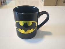 Batman 14oz Large Ceramic Coffee Mug Dc Comics Used Black Classic Logo