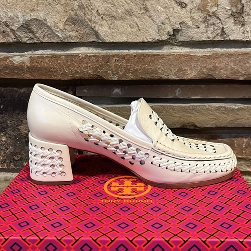 Tory Burch Woven Raffia 55mm Loafer Pump New Ivory - Picture 5 of 10