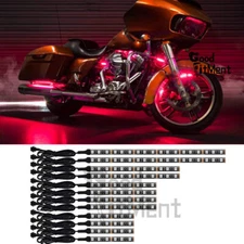 For Harley Electra Glide 12Pcs Motorcycle RGB LED Neon Under Glow Lights Strip