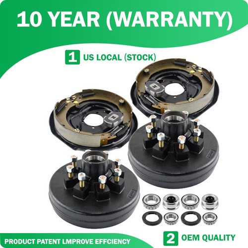 6 on 5.5 Trailer Hub Drum Kit w/ 12x2 Electric Brakes For 5200-6000 lbs Axle