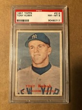 1957 TOPPS #312 TONY KUBEK PSA 8