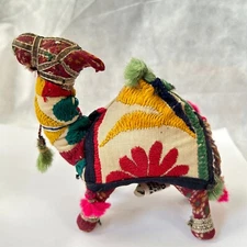 Vintage Hand Crafted Stuffed Raj Cotton Embroidered Camel Toys Made in India