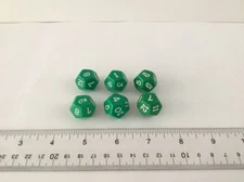 Lot 6 Vintage 1990s Green White Number D12 Game Dice Twelve Sided RPG D&D Koplow