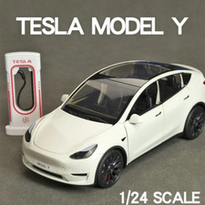 1:24 Tesla Model Y Die cast Car Scale Metal Vehicle Collectible Toy Lights Sound