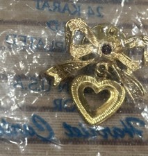 Harriet Carter Genuine Garnet Valentine Heart Lapel Pin Brooch NIP USA - #P700