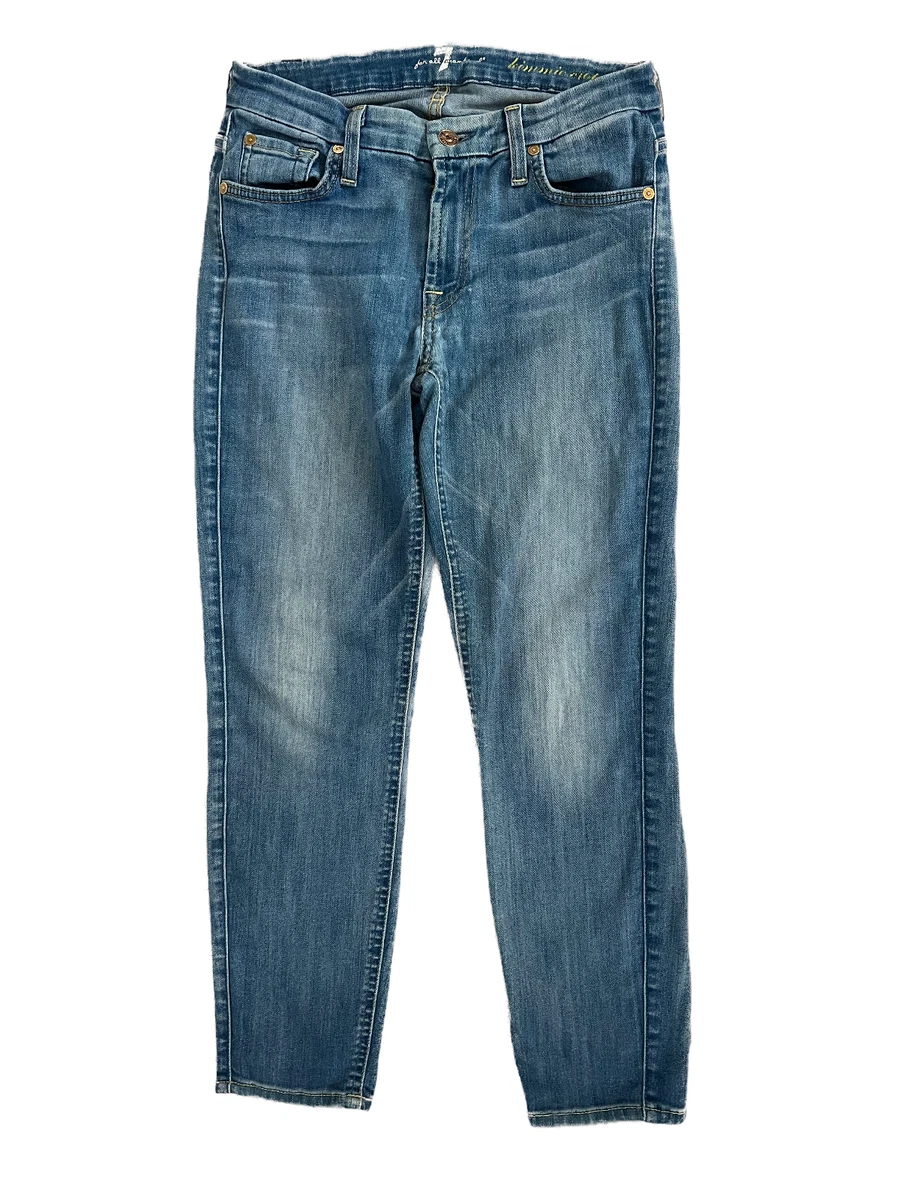 7 For All Mankind Women Jeans 27 Kimmie Crop Blue Med Wash Pockets