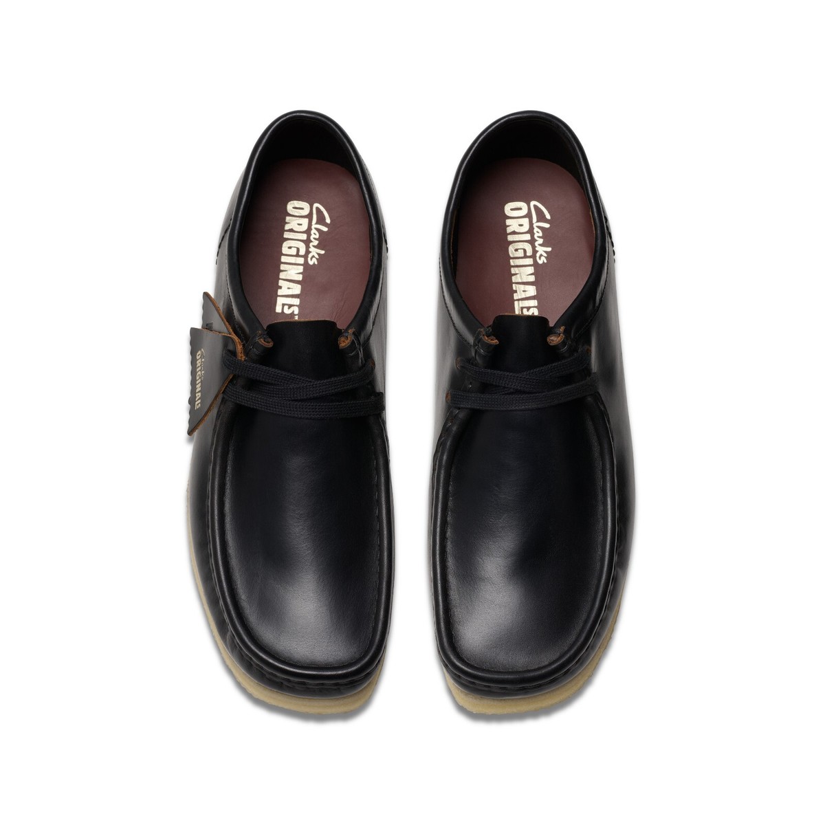 NEW Men Clarks Wallabee Original Low Black Smooth Leather Limited