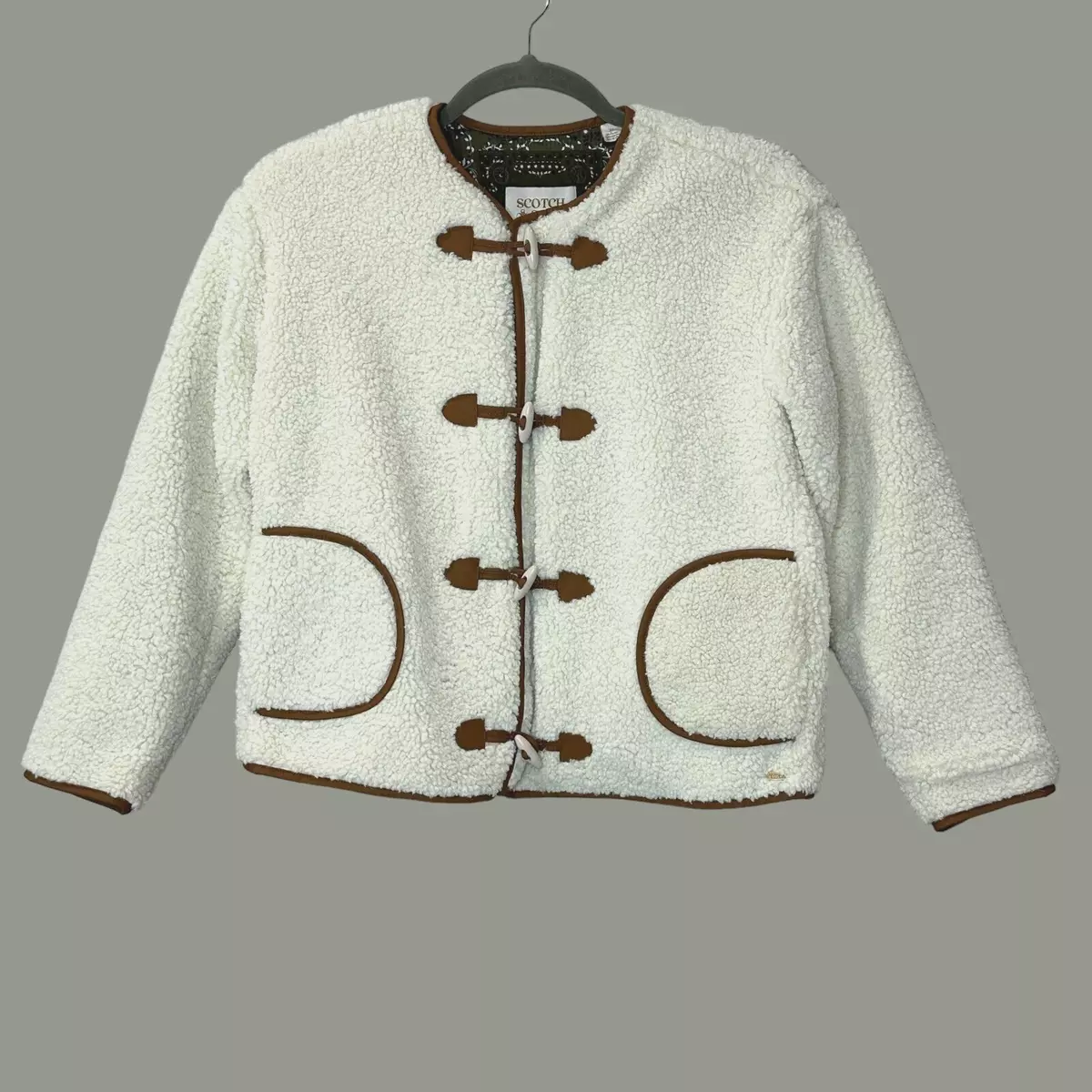 Cropped teddy shop jacket cream