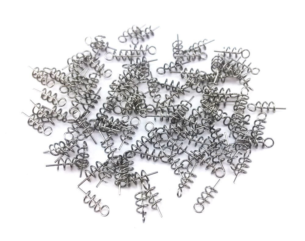 100pcs Spring Twist Lock Fishing Hook Centering Pin for Soft Lure Bait WormCrank